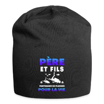 père fils plongée partenaire duo papa plongeur - Bonnet en jersey - noir - Devant