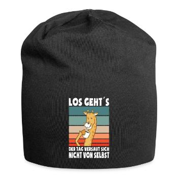 Los Gehts Der Tag Versaut Sich Nicht Von Selbst - Jersey-Beanie - Schwarz - Vorne