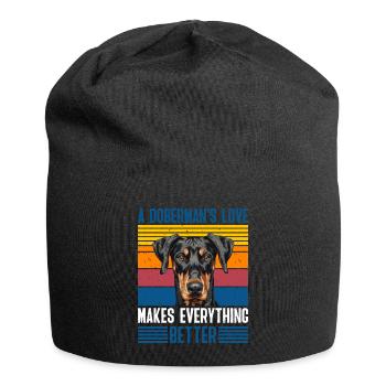 Doberman Besitzer Vintage A Dobermans Love - Jersey-Beanie - Schwarz - Vorne