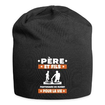 father and son rugby duo man partner dad - Jersey Beanie - black - Front