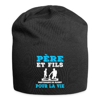 father and son rugby partner duo man dad - Jersey Beanie - black - Front