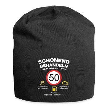 Der Oldtimer wird 50 Jahre alt Auto Sprüche - Jersey-Beanie - Schwarz - Vorne