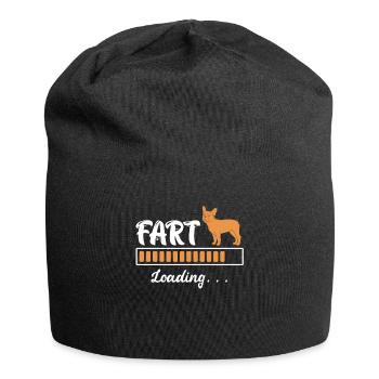 French Bulldog FART Loading... Fun - Jersey Beanie - black - Front