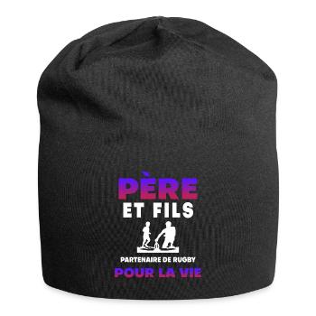 father son rugby partner for life dad - Jersey Beanie - black - Front