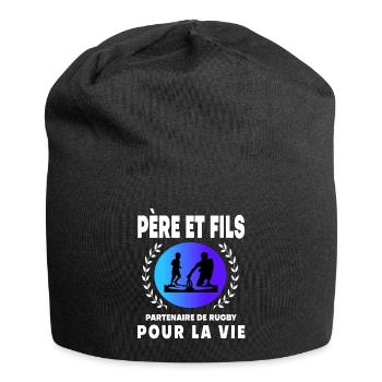 Father Son Rugby Retro Vintage Man Dad Rugby Man - Jersey Beanie - black - Front