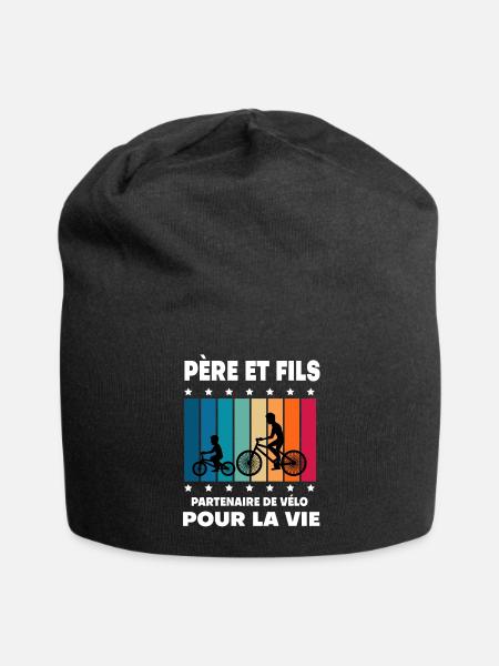 Vater und Sohn Fahrrad Vintage Mann Papa Radfahrer - Jersey-Beanie - Schwarz