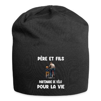 Father and Son Bike Partner Life Watercolor Dad - Jersey Beanie - black - Front