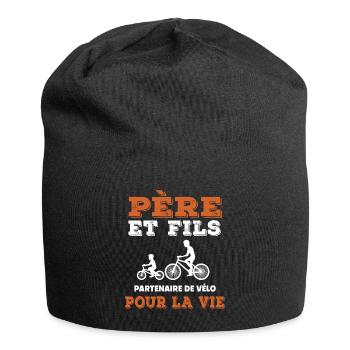 Vater und Sohn Radfahren Partner Leben Papa Radfahrer - Jersey-Beanie - Schwarz - Vorne