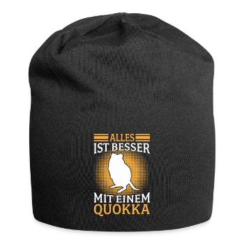 Quokka Beuteltier Alles besser mit Quokka - Jersey-Beanie - Schwarz - Vorne