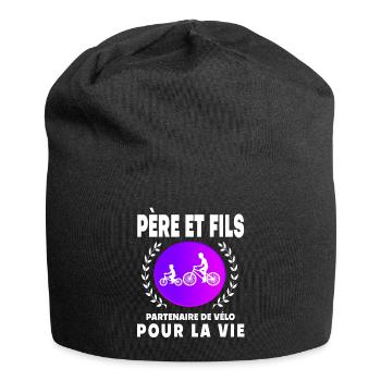 Vater Sohn Retro Vintage Fahrrad Sonnenuntergang Vater Radfahrer - Jersey-Beanie - Schwarz - Vorne