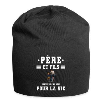 Vater, Sohn, Fahrrad, Vater, Radfahrer - Jersey-Beanie - Schwarz - Vorne
