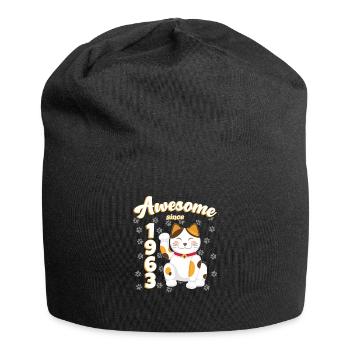 1963 Anniversaire Génial depuis Cat Maneki neko - Bonnet en jersey - noir - Devant
