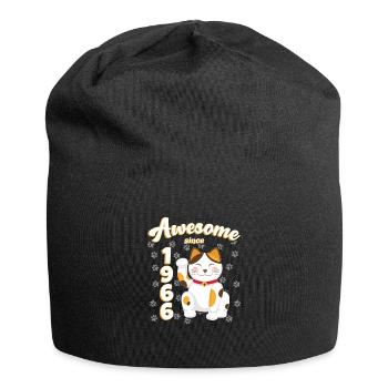 1966 Anniversaire Génial depuis Cat Maneki neko - Bonnet en jersey - noir - Devant