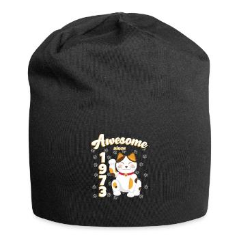 1973 Anniversaire Génial depuis Chat Maneki neko - Bonnet en jersey - noir - Devant