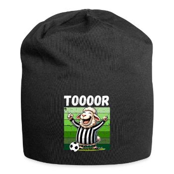 Fußball Fußballfan Schiri Elfmeter Fußballplatz - Jersey-Beanie - Schwarz - Vorne