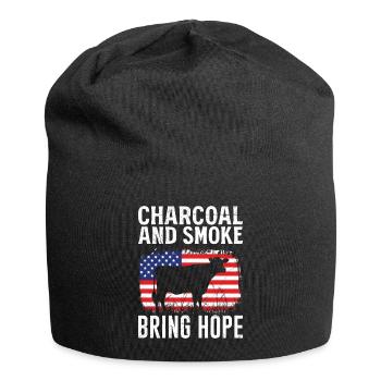 Barbecue USA Le charbon de bois et la fumée apportent de l’espoir - Bonnet en jersey - noir - Devant