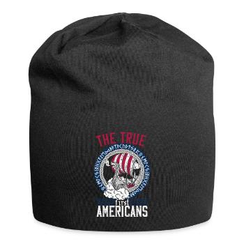 Amerikanischer Wikinger Nordische Wurzeln mit Boot - Jersey-Beanie - Schwarz - Vorne