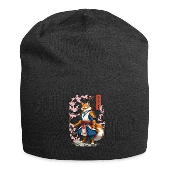 Kitsune Samurai Fuchs Vintage Ukiyo-e Stil - Jersey-Beanie - Anthrazit - Vorne