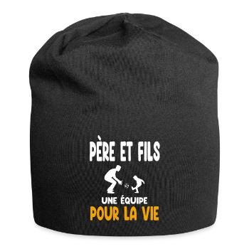 football père et fils équipe vie papa - Bonnet en jersey - noir - Devant