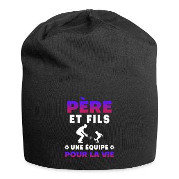 père fils football équipe pour la vie papa - Bonnet en jersey - noir - Devant