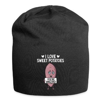 Légumes-racines de patates douces - Bonnet en jersey - noir - Devant
