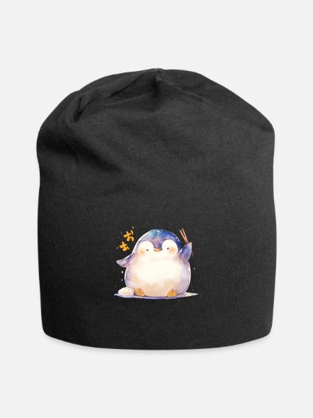 Pinguin Kawaii Pinguin Niedlich - Jersey-Beanie - Schwarz