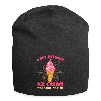 Without Ice Cream A Day Gelato Dessert Gift - Jersey-Beanie - Anthrazit - Vorne