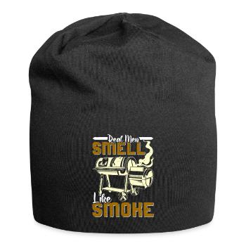 Meat Lovers REAL MEN SMELL LIKE SMOKE Funny - Jersey Beanie - black - Front
