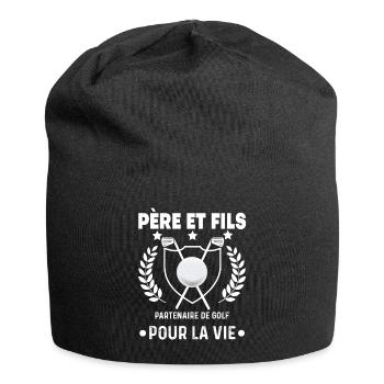 Golf Vater und Sohn Partner Mann Papa Golfer - Jersey-Beanie - Schwarz - Vorne