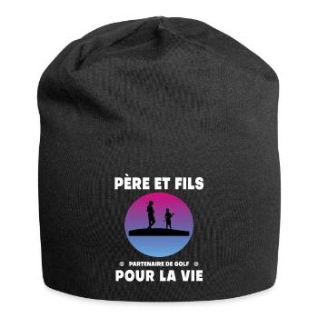Vater und Sohn Golf Retro Vintage Mann Papa Golfer - Jersey-Beanie - Schwarz - Vorne