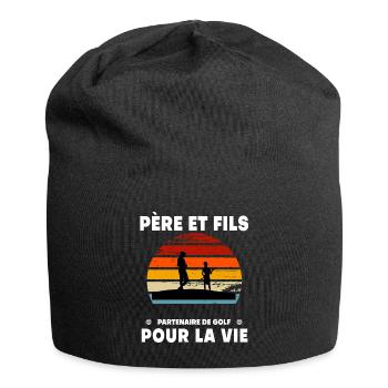 Vater und Sohn Golf Vintage Retro Sonnenuntergang Papa - Jersey-Beanie - Schwarz - Vorne