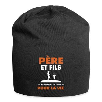 Vater Sohn Golf Duo Mann Papa Golfer - Jersey-Beanie - Schwarz - Vorne