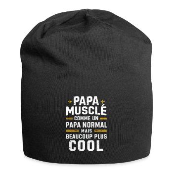 Muskulöses Vatergeschenk Vatertagshumor - Jersey-Beanie - Schwarz - Vorne