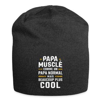 Muskulöses Vatergeschenk Vatertagshumor - Jersey-Beanie - Anthrazit - Vorne