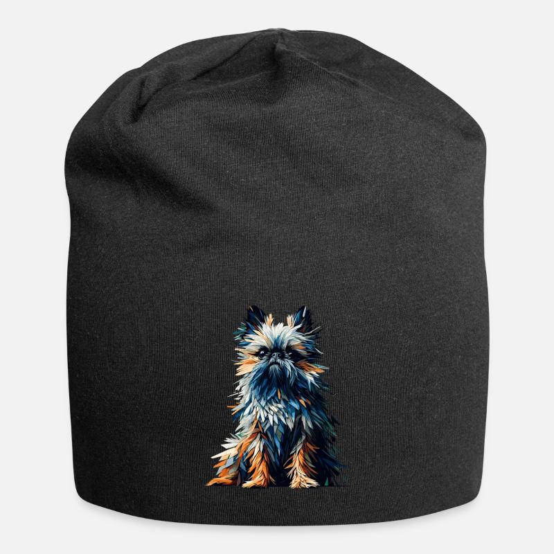 Polygon Art Brüssel Griffon Griffon Bruxellois - Jersey-Beanie - Schwarz
