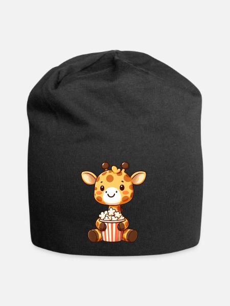 Funny Giraffe Popcorn Movie Movie Movies Movie - Jersey Beanie - black