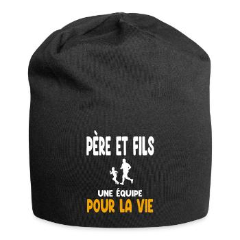 Laufen Vater und Sohn Partnerleben Papa Läufer - Jersey-Beanie - Schwarz - Vorne