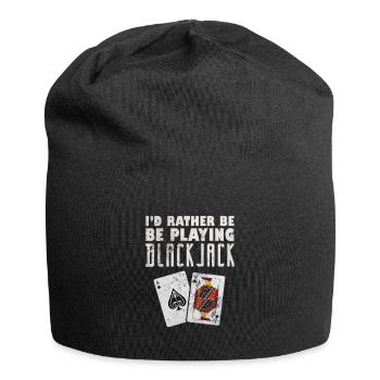 Black Jack Blackjack Kartenspiel Casino Geschenk - Jersey-Beanie - Schwarz - Vorne