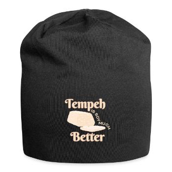 Tempeh Soy Much Better Vegan Veganer - Jersey-Beanie - Schwarz - Vorne