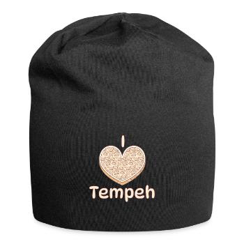 I Love Tempeh Vegan Veganer Indonesisch - Jersey-Beanie - Schwarz - Vorne