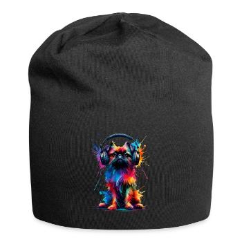 Splash Art Headphones Brussels Griffon Griffon - Jersey Beanie - black - Front