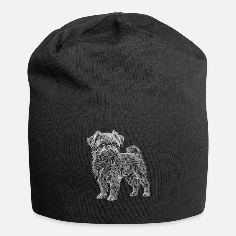 Line Art Brüssel Griffon Griffon Bruxellois - Jersey-Beanie - Schwarz