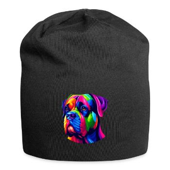 Bunte Pop Art Cane Corso Italienischer Mastiff - Jersey-Beanie - Schwarz - Vorne