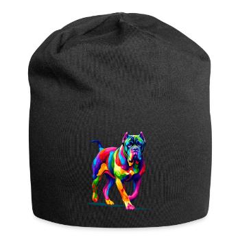 Bunte Pop Art Cane Corso Italienischer Mastiff - Jersey-Beanie - Schwarz - Vorne