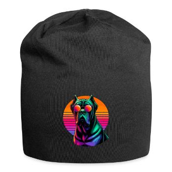 Lunettes de soleil rétro coucher de soleil Cane Corso Mastiff italien - Bonnet en jersey - noir - Devant