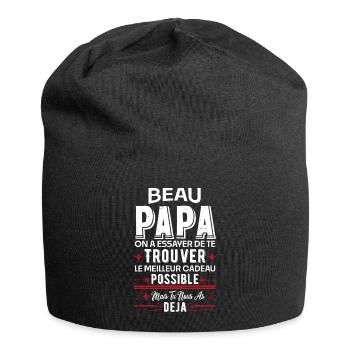 Cadeau Fête des Pères - Humour Beau-Père et Papa - Bonnet en jersey - noir - Devant