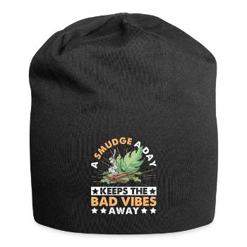Smudge Sage Feather Spirituelle Smudging - Jersey-Beanie - Schwarz - Vorne