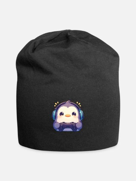 Pinguin Gamer Kawaii Pinguin Niedlich - Jersey-Beanie - Schwarz