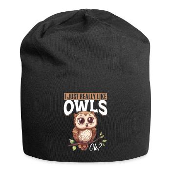 Owl Nocturnal Bird Animal I Just Really Like - Jersey Beanie - black - Front