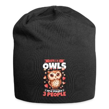 Owl Nocturnal Bird Animal I Like Owls - Jersey-Beanie - Schwarz - Vorne